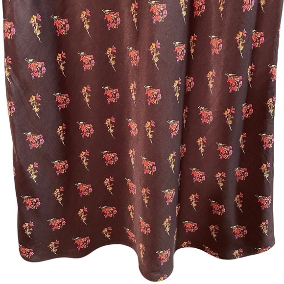 Something Navy Midi Slip Brown Floral Multicolored Skirt. Sz M - Picture 4 of 9